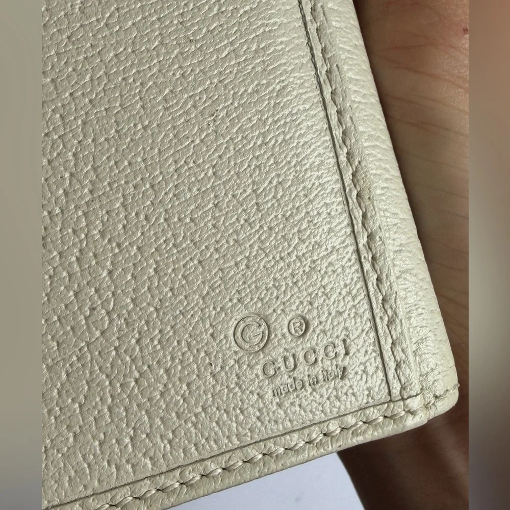 Gucci Soho Studded GG Logo Creamy White Leather Continental Wallet
